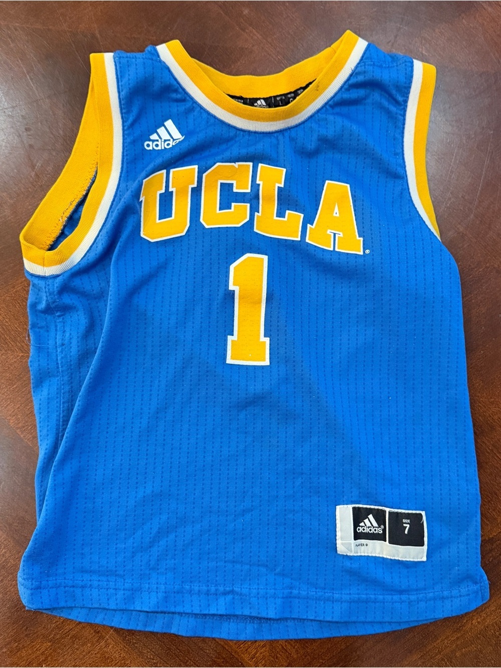 Adidas UCLA #1 Blue & Gold Basketball Youth Jersey Sz 7